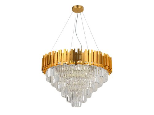 Kristály függesztett csillár E14 foglalattal, 11x40W, 800x1600 mm, IP20, arany - N2203