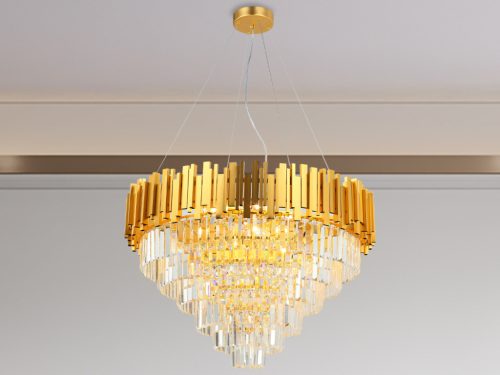 Kristály függesztett csillár E14 foglalattal, 11x40W, 800x1600 mm, IP20, arany - N2203