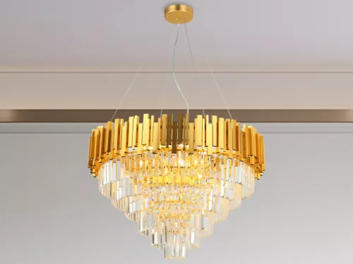 Kristály függesztett csillár E14 foglalattal, 11x40W, 800x1600 mm, IP20, arany - N2203