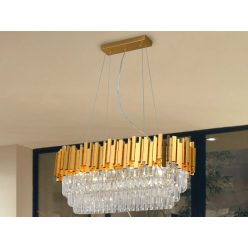   Kristály függesztett csillár E14 foglalattal, 10x40W, 800x1500 mm, IP20, arany - N2204