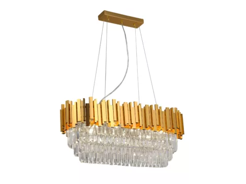 Kristály függesztett csillár E14 foglalattal, 10x40W, 800x1500 mm, IP20, arany - N2204