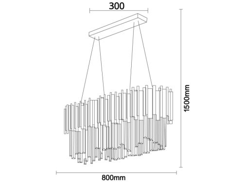 Kristály függesztett csillár E14 foglalattal, 10x40W, 800x1500 mm, IP20, arany - N2204