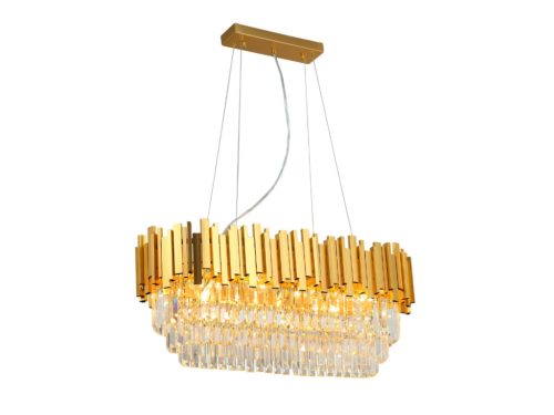 Kristály függesztett csillár E14 foglalattal, 10x40W, 800x1500 mm, IP20, arany - N2204
