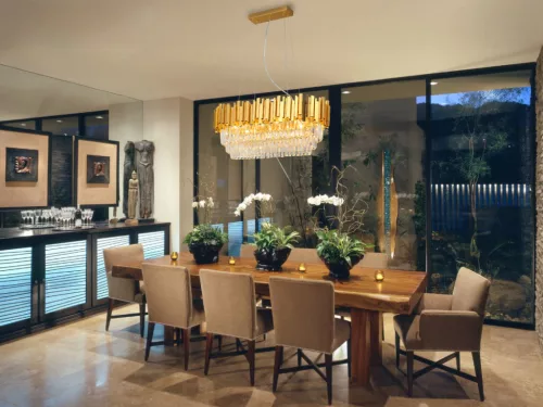 Kristály függesztett csillár E14 foglalattal, 10x40W, 800x1500 mm, IP20, arany - N2204