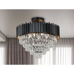   Kristály mennyezeti csillár E14 foglalattal, 9x40W, 600x540 mm, IP20, fekete - N2301