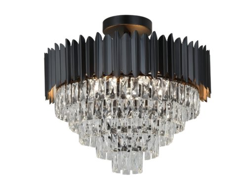 Kristály mennyezeti csillár E14 foglalattal, 9x40W, 600x540 mm, IP20, fekete - N2301