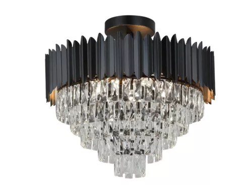 Kristály mennyezeti csillár E14 foglalattal, 9x40W, 600x540 mm, IP20, fekete - N2301