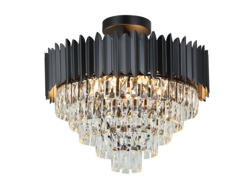 Kristály mennyezeti csillár E14 foglalattal, 9x40W, 600x540 mm, IP20, fekete - N2301