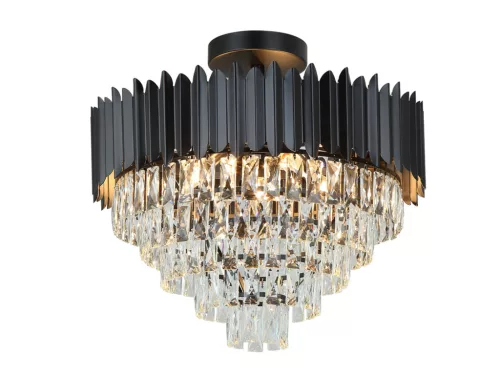 Kristály mennyezeti csillár E14 foglalattal, 9x40W, 600x540 mm, IP20, fekete - N2301