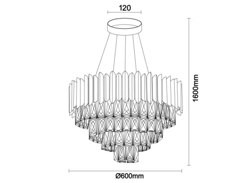 Kristály függesztett csillár E14 foglalattal, 9x40W, 600x1600 mm, IP20, fekete - N2302