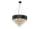 Kristály függesztett csillár E14 foglalattal, 9x40W, 600x1600 mm, IP20, fekete - N2302