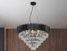 Kristály függesztett csillár E14 foglalattal, 11x40W, 800x1600 mm, IP20, fekete - N2303