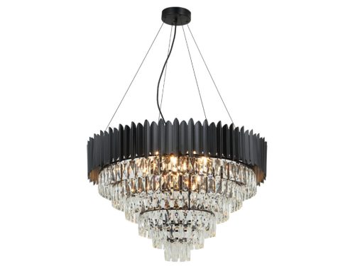 Kristály függesztett csillár E14 foglalattal, 11x40W, 800x1600 mm, IP20, fekete - N2303