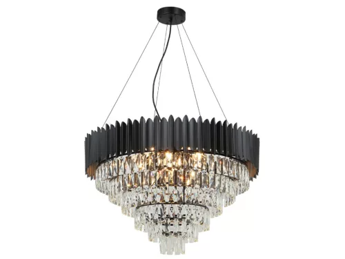 Kristály függesztett csillár E14 foglalattal, 11x40W, 800x1600 mm, IP20, fekete - N2303