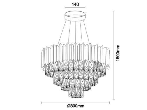 Kristály függesztett csillár E14 foglalattal, 11x40W, 800x1600 mm, IP20, fekete - N2303