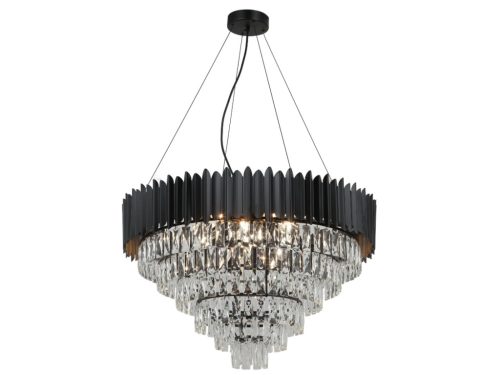 Kristály függesztett csillár E14 foglalattal, 11x40W, 800x1600 mm, IP20, fekete - N2303