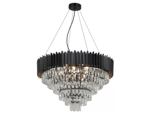 Kristály függesztett csillár E14 foglalattal, 11x40W, 800x1600 mm, IP20, fekete - N2303