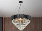Kristály függesztett csillár E14 foglalattal, 11x40W, 800x1600 mm, IP20, fekete - N2303