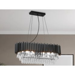   Kristály függesztett csillár E14 foglalattal, 10x40W, 800x1500 mm, IP20, fekete - N2304