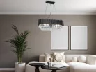 Kristály függesztett csillár E14 foglalattal, 10x40W, 800x1500 mm, IP20, fekete - N2304