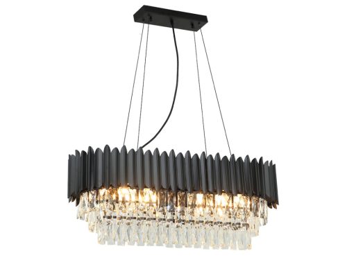 Kristály függesztett csillár E14 foglalattal, 10x40W, 800x1500 mm, IP20, fekete - N2304