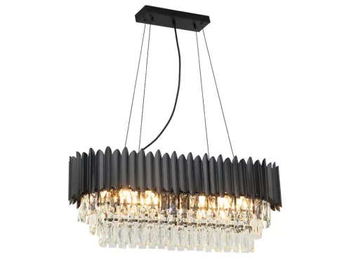 Kristály függesztett csillár E14 foglalattal, 10x40W, 800x1500 mm, IP20, fekete - N2304