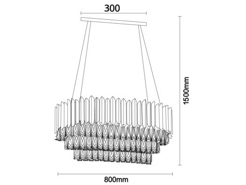 Kristály függesztett csillár E14 foglalattal, 10x40W, 800x1500 mm, IP20, fekete - N2304