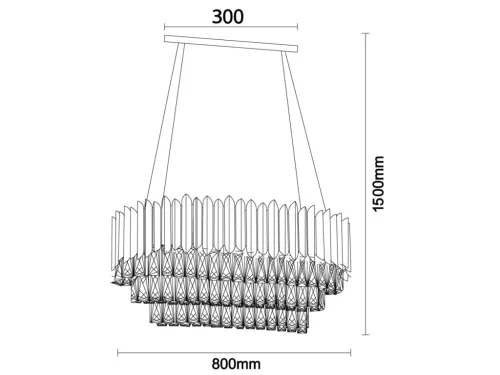 Kristály függesztett csillár E14 foglalattal, 10x40W, 800x1500 mm, IP20, fekete - N2304