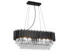 Kristály függesztett csillár E14 foglalattal, 10x40W, 800x1500 mm, IP20, fekete - N2304
