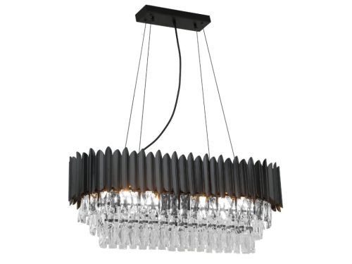 Kristály függesztett csillár E14 foglalattal, 10x40W, 800x1500 mm, IP20, fekete - N2304