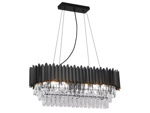 Kristály függesztett csillár E14 foglalattal, 10x40W, 800x1500 mm, IP20, fekete - N2304