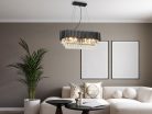 Kristály függesztett csillár E14 foglalattal, 10x40W, 800x1500 mm, IP20, fekete - N2304