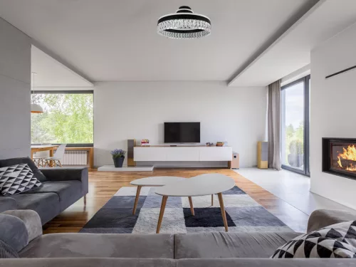 LED dizájn mennyezeti lámpa 85W, 6800lm, 3000-6500K CCT, dimmelhető, RF távirányítóval, IP20 - TA130