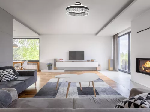 LED dizájn mennyezeti lámpa 85W, 6800lm, 3000-6500K CCT, dimmelhető, RF távirányítóval, IP20 - TA130