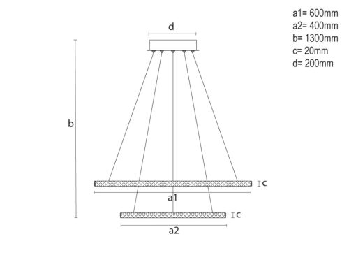 LED dizájn függesztett lámpa 150W 1300x600+400 mm 3000K-6500K IP20 dimmelhető - TA2314/B