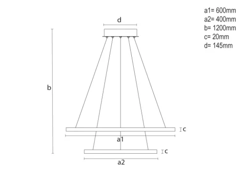 LED kör függesztett lámpa 55W 400+600x1200 mm 3000K-6500K IP20 - TB2301/W
