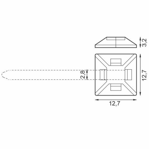Öntapadós szalagtartó 2,8mm fekete 100db - TMA1212/BK