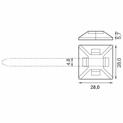 Öntapadós szalagtartó 4,8mm fekete 100db - TMA2828/BK