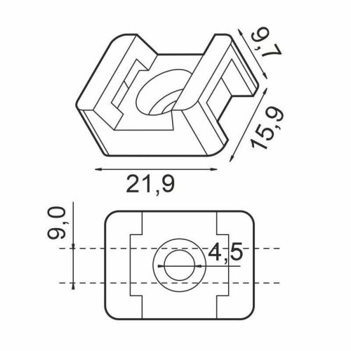 Kábel nyereg max 9 mm természetes PA 6.6 - TMS02