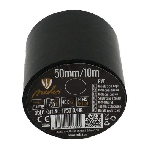 Szigetelő szalag 50mm x 10m fekete PVC - TP5010/BK