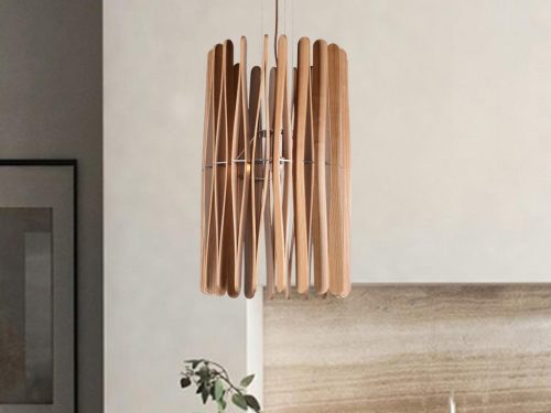 Tömör fa függőlámpa E27 foglalat, max. 60W, Ø380x650 mm - WRE051