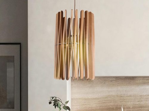 Tömör fa függőlámpa E27 foglalat, max. 60W, Ø380x650 mm - WRE051
