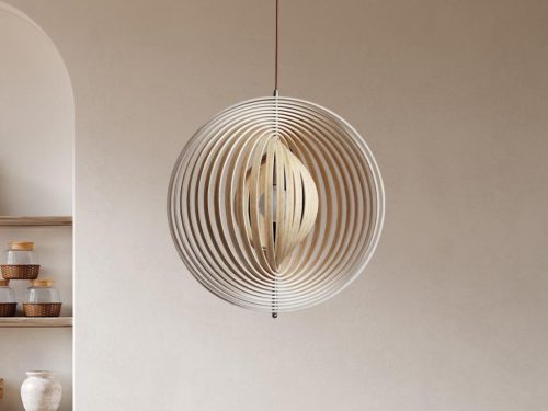 Tömör fa gömb függőlámpa E27 foglalat, max. 60W, Ø500 mm - WRE062