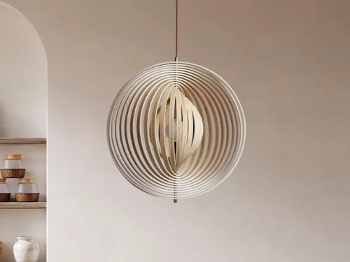 Tömör fa gömb függőlámpa E27 foglalat, max. 60W, Ø500 mm - WRE062