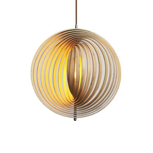 Tömör fa gömb függőlámpa E27 foglalat, max. 60W, Ø500 mm - WRE062