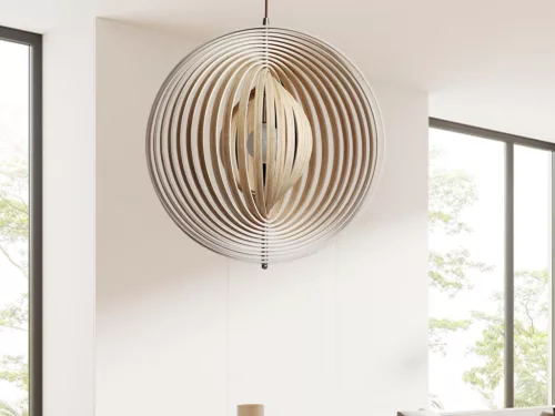 Tömör fa gömb függőlámpa E27 foglalat, max. 60W, Ø590 mm - WRE063