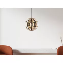   Függesztett lámpa tömör barnásfekete fa E27, 60W, Ø435 mm - WRE071