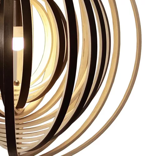 Függesztett lámpa tömör barnásfekete fa E27, 60W, Ø435 mm - WRE071