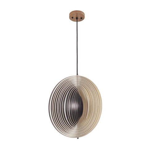 Függesztett lámpa tömör barnásfekete fa E27, 60W, Ø435 mm - WRE071