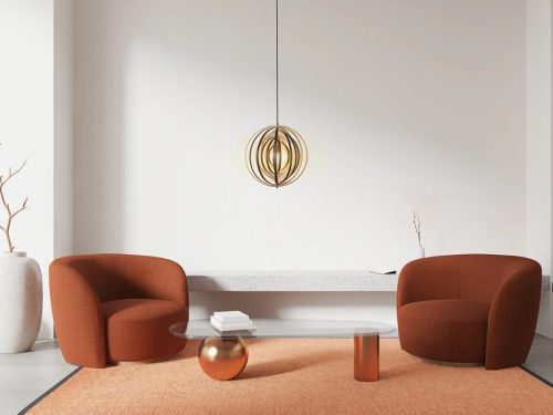 Függesztett lámpa tömör barnásfekete fa E27, 60W, Ø435 mm - WRE071